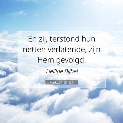 Picture 07 - Markus 1:18 NLD - En zij, terstond hun netten verlatende, zijn Hem - Bible Verse Picture