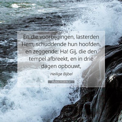 Picture 07 - Markus 15:29 NLD - En die voorbijgingen, lasterden Hem, schuddende - Bible Verse Picture