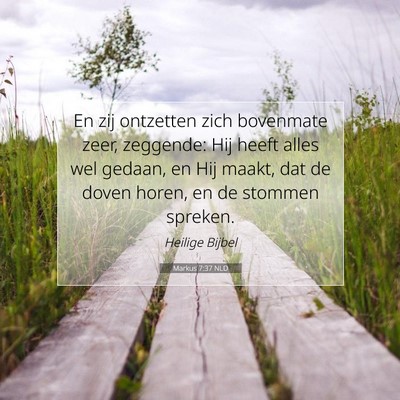 Picture 07 - Markus 7:37 NLD - En zij ontzetten zich bovenmate zeer, zeggende: - Bible Verse Picture