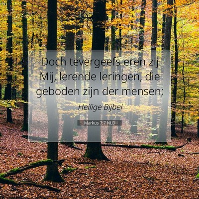 Picture 07 - Markus 7:7 NLD - Doch tevergeefs eren zij Mij, lerende leringen, - Bible Verse Picture