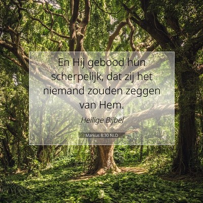 Picture 07 - Markus 8:30 NLD - En Hij gebood hun scherpelijk, dat zij het - Bible Verse Picture
