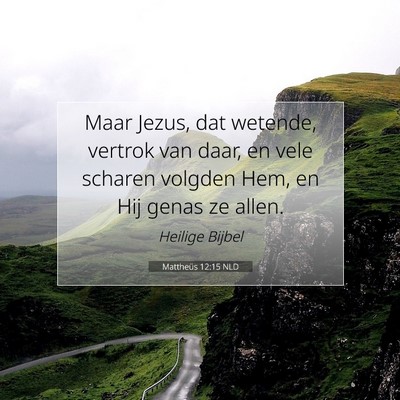 Picture 07 - Mattheüs 12:15 NLD - Maar Jezus, dat wetende, vertrok van daar, en - Bible Verse Picture