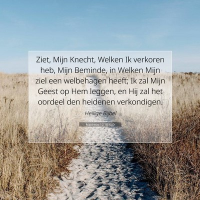 Picture 07 - Mattheüs 12:18 NLD - Ziet, Mijn Knecht, Welken Ik verkoren heb, Mijn - Bible Verse Picture