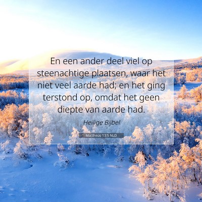 Picture 07 - Mattheüs 13:5 NLD - En een ander deel viel op steenachtige plaatsen, - Bible Verse Picture
