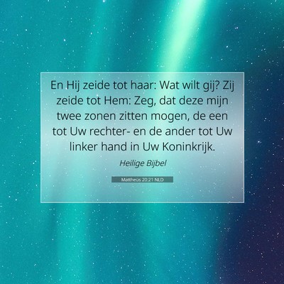 Picture 07 - Mattheüs 20:21 NLD - En Hij zeide tot haar: Wat wilt gij? Zij zeide - Bible Verse Picture