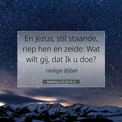 Picture 07 - Mattheüs 20:32 NLD - En Jezus, stil staande, riep hen en zeide: Wat - Bible Verse Picture