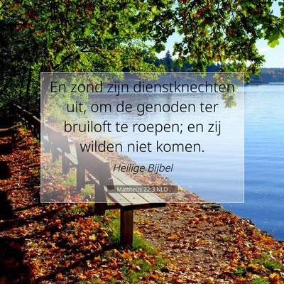 Picture 07 - Mattheüs 22:3 NLD - En zond zijn dienstknechten uit, om de genoden - Bible Verse Picture