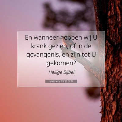 Picture 07 - Mattheüs 25:39 NLD - En wanneer hebben wij U krank gezien, of in de - Bible Verse Picture