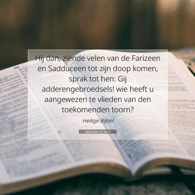 Picture 07 - Mattheüs 3:7 NLD - Hij dan, ziende velen van de Farizeen en - Bible Verse Picture