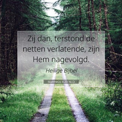 Picture 07 - Mattheüs 4:20 NLD - Zij dan, terstond de netten verlatende, zijn Hem - Bible Verse Picture