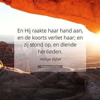 Picture 07 - Mattheüs 8:15 NLD - En Hij raakte haar hand aan, en de koorts verliet - Bible Verse Picture
