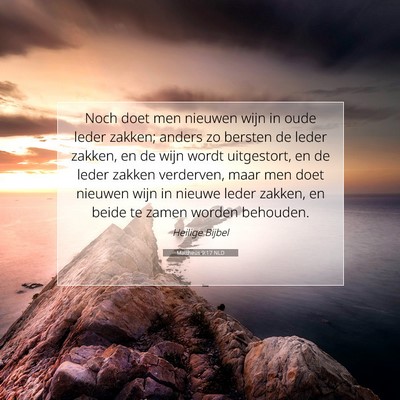 Picture 07 - Mattheüs 9:17 NLD - Noch doet men nieuwen wijn in oude leder zakken; - Bible Verse Picture