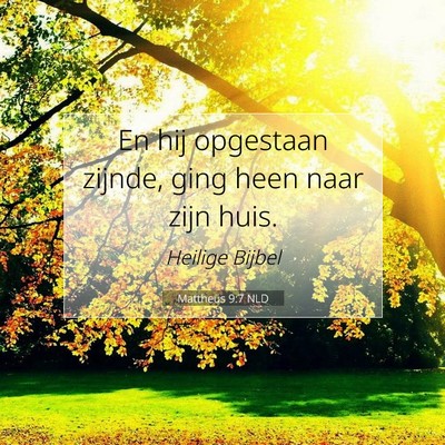 Picture 07 - Mattheüs 9:7 NLD - En hij opgestaan zijnde, ging heen naar zijn - Bible Verse Picture