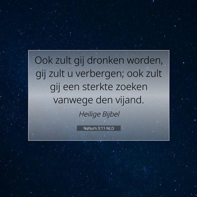 Picture 07 - Nahum 3:11 NLD - Ook zult gij dronken worden, gij zult u - Bible Verse Picture