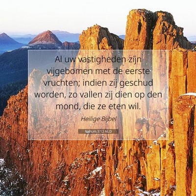 Picture 07 - Nahum 3:12 NLD - Al uw vastigheden zijn vijgebomen met de eerste - Bible Verse Picture