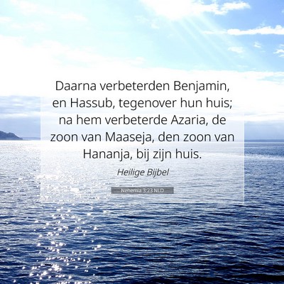Picture 07 - Nehemia 3:23 NLD - Daarna verbeterden Benjamin, en Hassub, tegenover - Bible Verse Picture