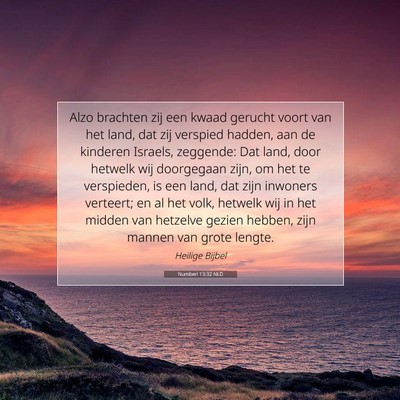 Picture 07 - Numberi 13:32 NLD - Alzo brachten zij een kwaad gerucht voort van het - Bible Verse Picture