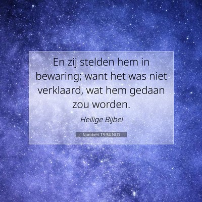 Picture 07 - Numberi 15:34 NLD - En zij stelden hem in bewaring; want het was niet - Bible Verse Picture