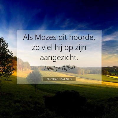 Picture 07 - Numberi 16:4 NLD - Als Mozes dit hoorde, zo viel hij op zijn - Bible Verse Picture