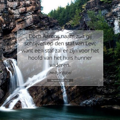 Picture 07 - Numberi 17:3 NLD - Doch Aarons naam zult gij schrijven op den staf - Bible Verse Picture