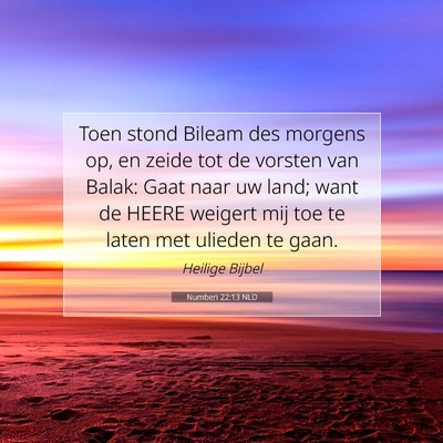 Picture 07 - Numberi 22:13 NLD - Toen stond Bileam des morgens op, en zeide tot de - Bible Verse Picture