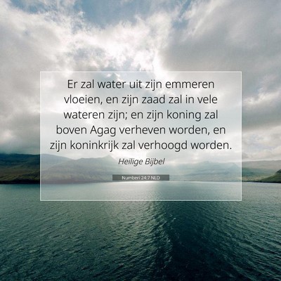 Picture 07 - Numberi 24:7 NLD - Er zal water uit zijn emmeren vloeien, en zijn - Bible Verse Picture