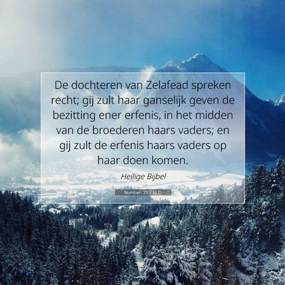 Picture 07 - Numberi 27:7 NLD - De dochteren van Zelafead spreken recht; gij zult - Bible Verse Picture