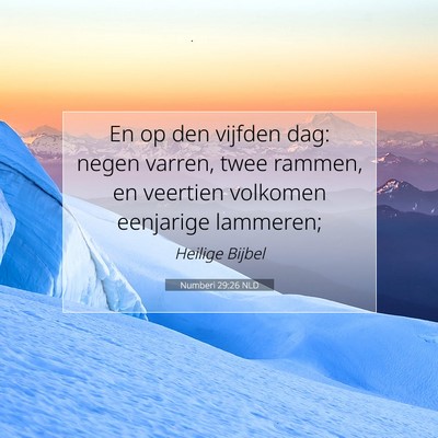 Picture 07 - Numberi 29:26 NLD - En op den vijfden dag: negen varren, twee rammen, - Bible Verse Picture
