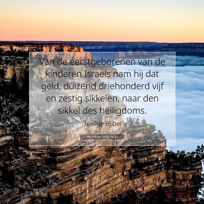 Picture 07 - Numberi 3:50 NLD - Van de eerstgeborenen van de kinderen Israels nam - Bible Verse Picture