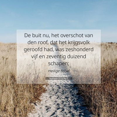 Picture 07 - Numberi 31:32 NLD - De buit nu, het overschot van den roof, dat het - Bible Verse Picture