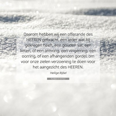 Picture 07 - Numberi 31:50 NLD - Daarom hebben wij een offerande des HEEREN - Bible Verse Picture