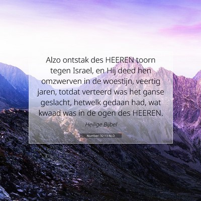 Picture 07 - Numberi 32:13 NLD - Alzo ontstak des HEEREN toorn tegen Israel, en - Bible Verse Picture
