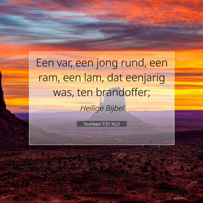 Picture 07 - Numberi 7:51 NLD - Een var, een jong rund, een ram, een lam, dat - Bible Verse Picture
