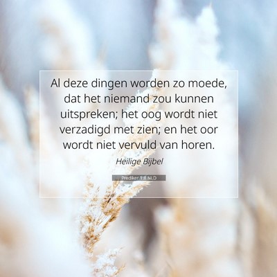 Picture 07 - Prediker 1:8 NLD - Al deze dingen worden zo moede, dat het niemand - Bible Verse Picture