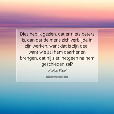 Picture 07 - Prediker 3:22 NLD - Dies heb ik gezien, dat er niets beters is, dan - Bible Verse Picture
