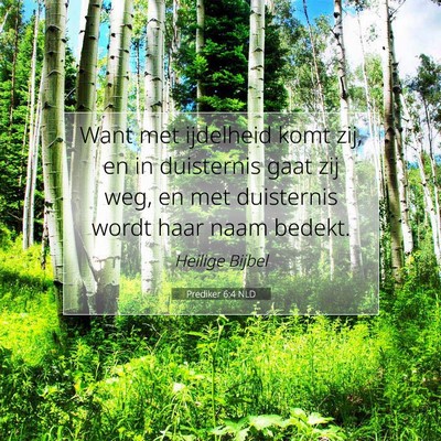 Picture 07 - Prediker 6:4 NLD - Want met ijdelheid komt zij, en in duisternis - Bible Verse Picture