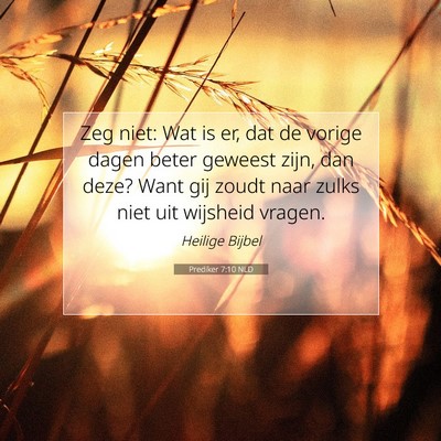 Picture 07 - Prediker 7:10 NLD - Zeg niet: Wat is er, dat de vorige dagen beter - Bible Verse Picture