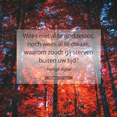 Picture 07 - Prediker 7:17 NLD - Wees niet al te goddeloos, noch wees al te dwaas; - Bible Verse Picture