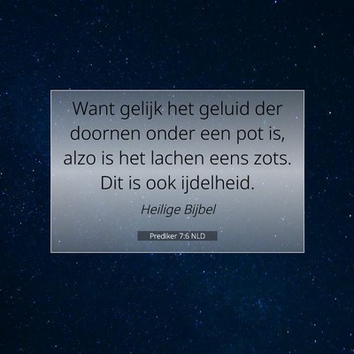Picture 07 - Prediker 7:6 NLD - Want gelijk het geluid der doornen onder een pot - Bible Verse Picture
