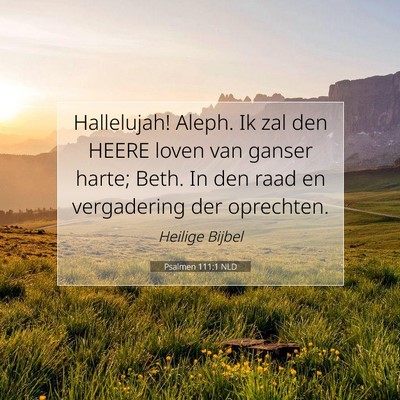 Picture 07 - Psalmen 111:1 NLD - Hallelujah! Aleph. Ik zal den HEERE loven van - Bible Verse Picture