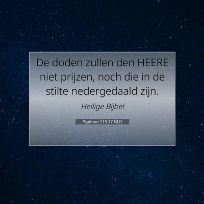 Picture 07 - Psalmen 115:17 NLD - De doden zullen den HEERE niet prijzen, noch die - Bible Verse Picture