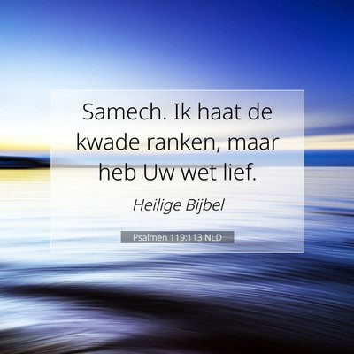 Picture 07 - Psalmen 119:113 NLD - Samech. Ik haat de kwade ranken, maar heb Uw wet - Bible Verse Picture
