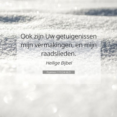 Picture 07 - Psalmen 119:24 NLD - Ook zijn Uw getuigenissen mijn vermakingen, en - Bible Verse Picture