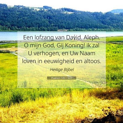 Picture 07 - Psalmen 145:1 NLD - Een lofzang van David. Aleph. O mijn God, Gij - Bible Verse Picture