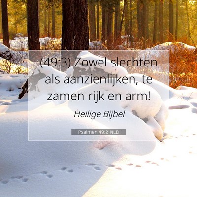 Picture 07 - Psalmen 49:2 NLD - (49:3) Zowel slechten als aanzienlijken, te zamen - Bible Verse Picture