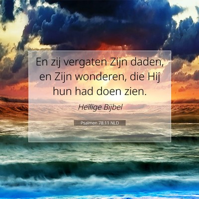 Picture 07 - Psalmen 78:11 NLD - En zij vergaten Zijn daden, en Zijn wonderen, die - Bible Verse Picture