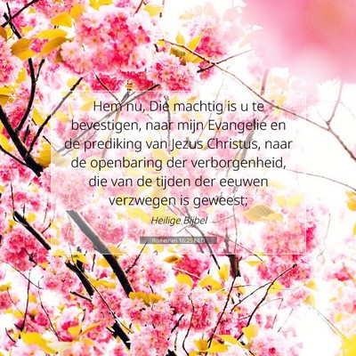 Picture 07 - Romeinen 16:25 NLD - Hem nu, Die machtig is u te bevestigen, naar mijn - Bible Verse Picture