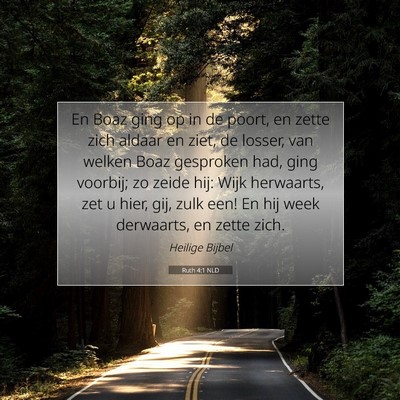 Picture 07 - Ruth 4:1 NLD - En Boaz ging op in de poort, en zette zich aldaar - Bible Verse Picture