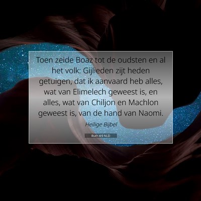 Picture 07 - Ruth 4:9 NLD - Toen zeide Boaz tot de oudsten en al het volk: - Bible Verse Picture