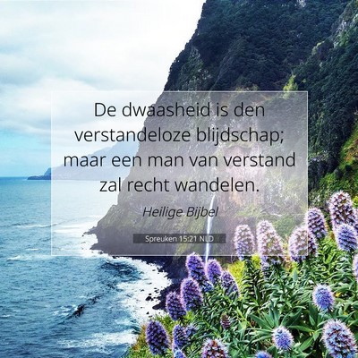Picture 07 - Spreuken 15:21 NLD - De dwaasheid is den verstandeloze blijdschap; - Bible Verse Picture